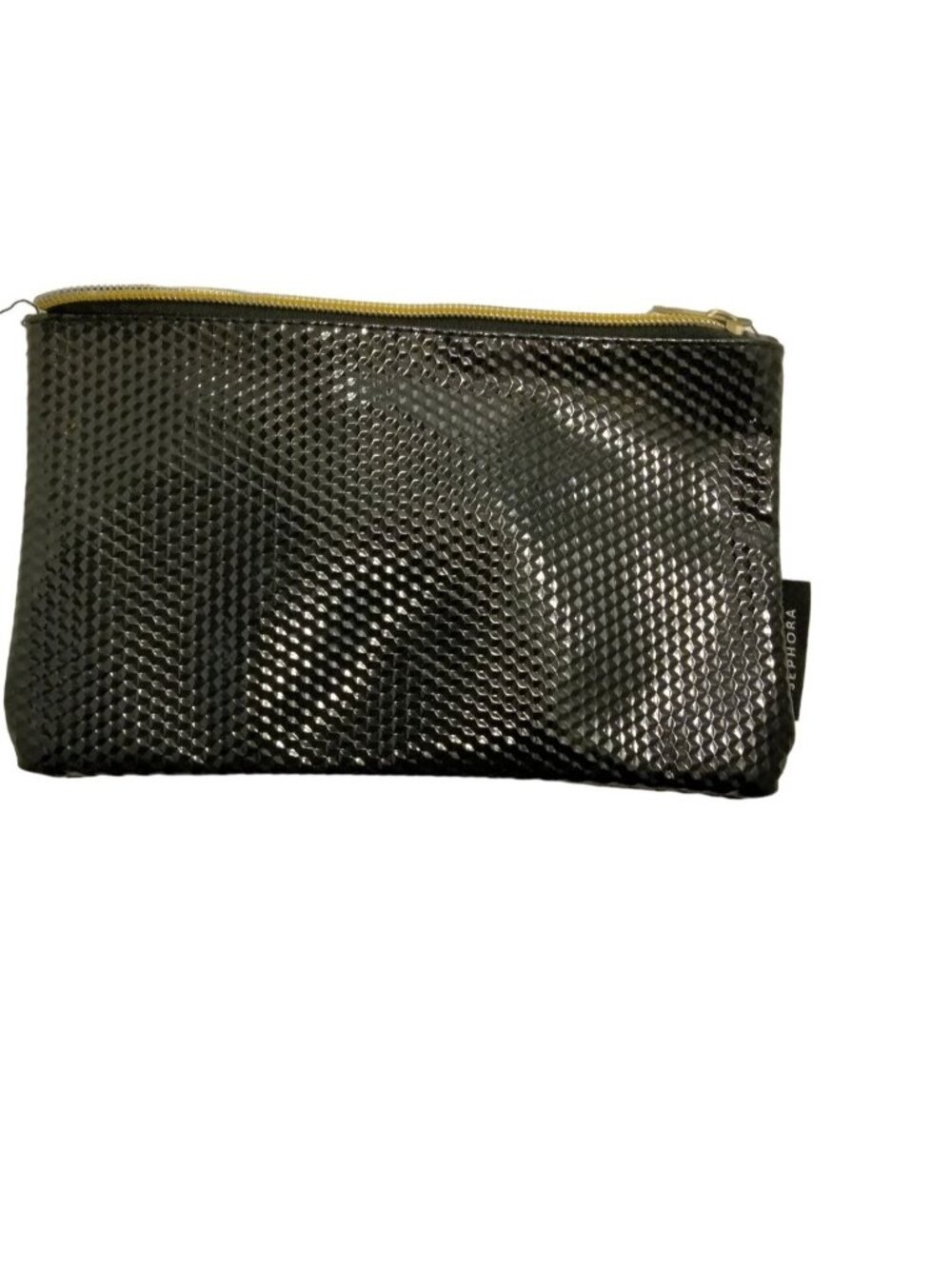 Sephora Make Up Bag Cosmetic Bag Black Shiny Geometric